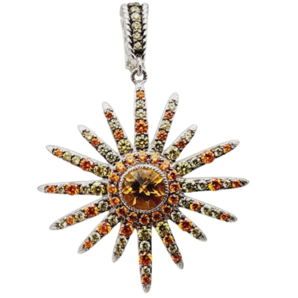 Judith Ripka Sterling Silver & Citrine Sun Pendant